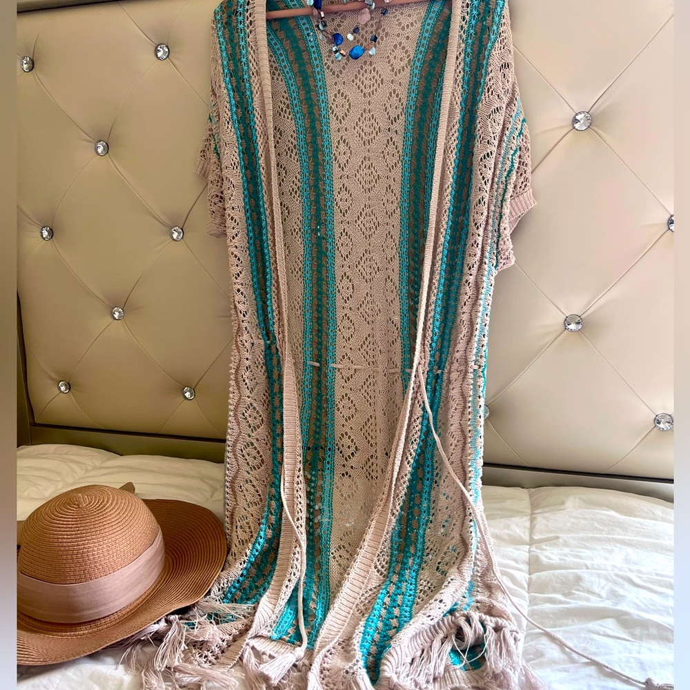 Chico’s crocheted linen vest / cover up